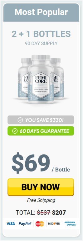 femicore 3bottle 90day package image